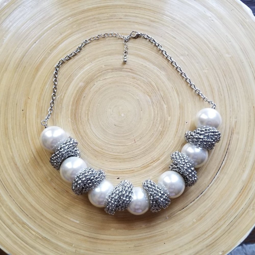 3/$20 Fashion Jewelry Faux Pearl/Silver Necklace